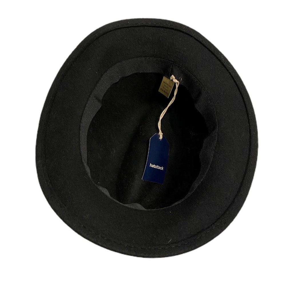 NEW Hat Attack Wool Felt Leather Braided Tie Medium Brim Black Fedora Hat OS - Picture 8 of 9
